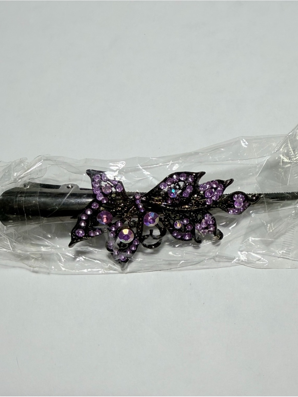 Fashion Jewelry Purple Crystal Butterfly Hair Pin
